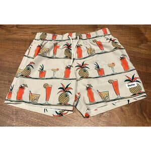 Duvin Swim‎ Trunks Men's M Cocktail Print Beige Board Shorts Mesh Liner Beach